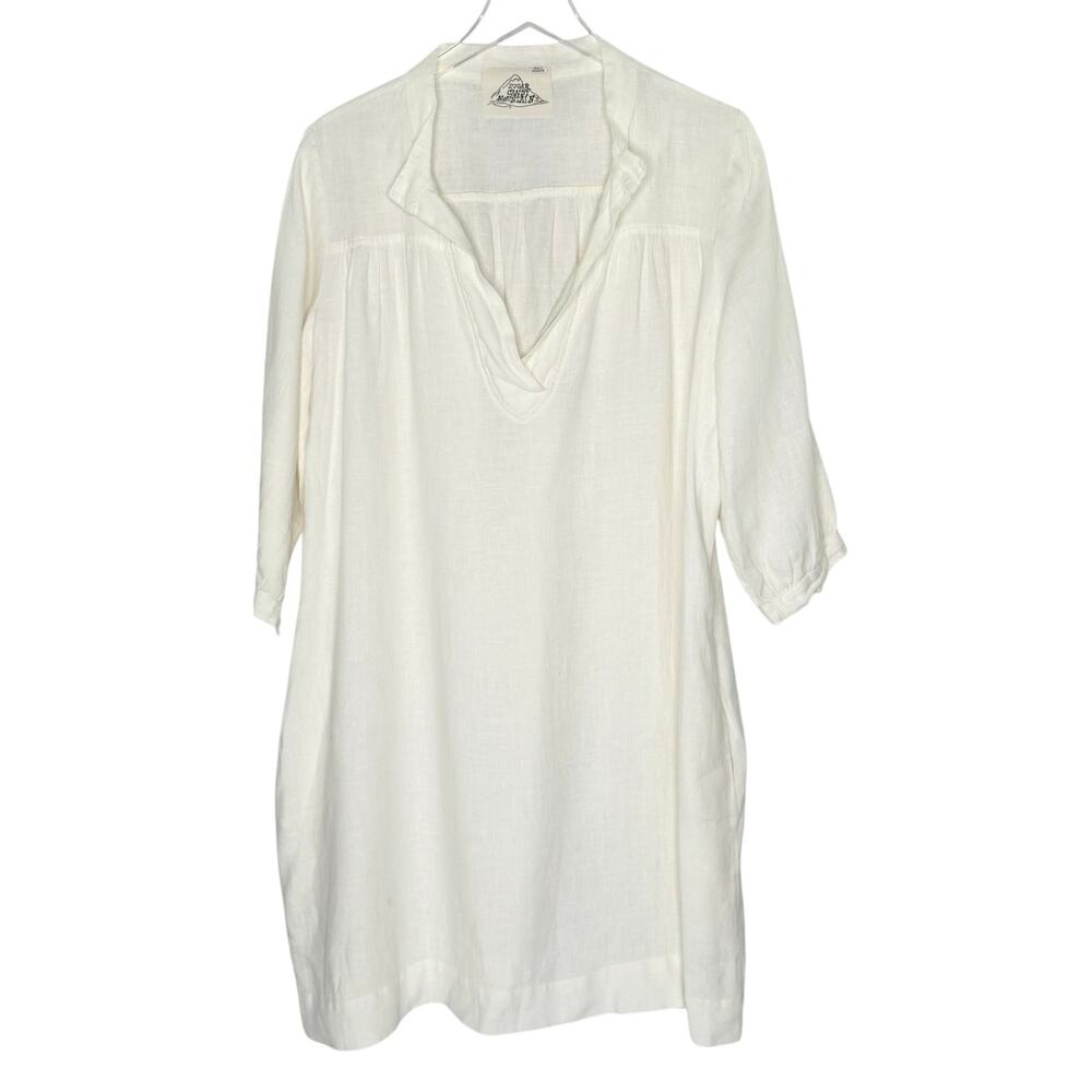 Sugar Candy Mountain Sabine Dress L 100% Linen Oversized Ivory Breathable *flaw